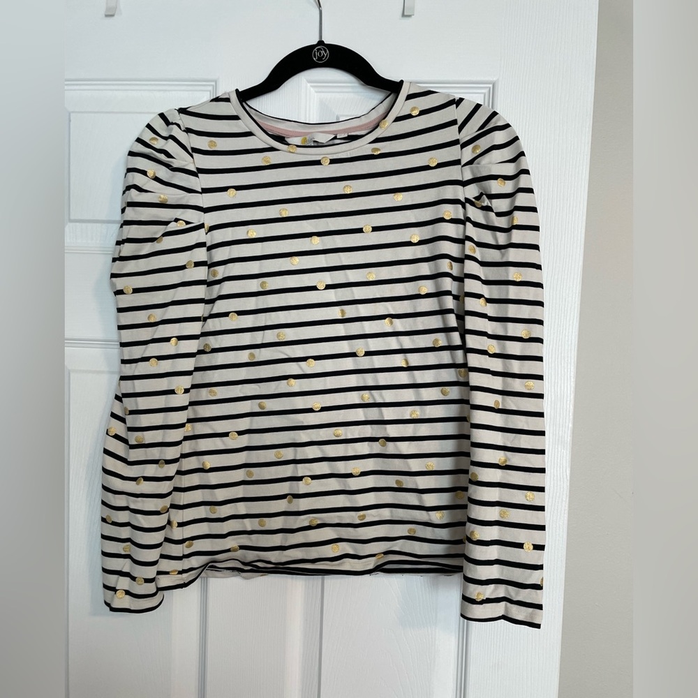 Black and White Striped Size 4 Boden Long Sleeve Shirt